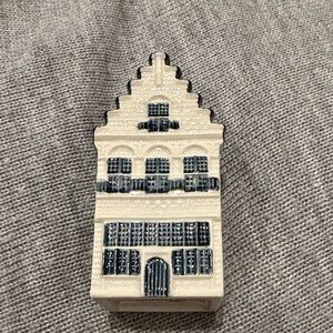 Ceramic Dutch House Figurine - Cream and Blue
